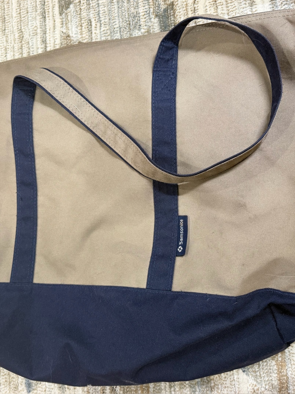 Samsonite Beige and Navy Canvas Duffel Tote
